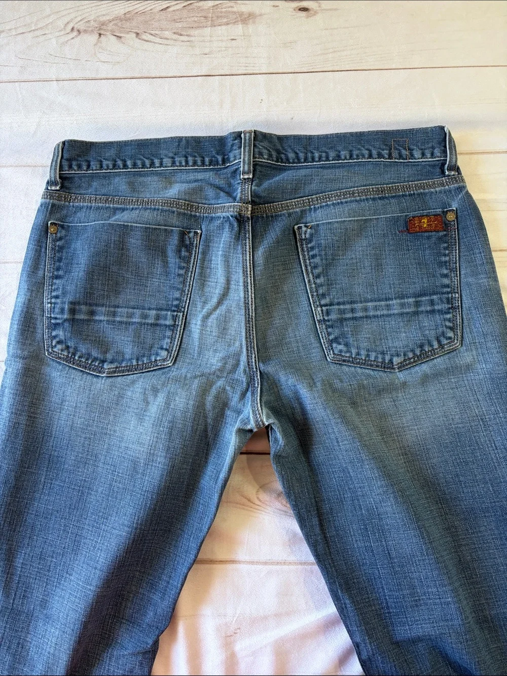 7 For All Mankind Men's Straight Leg Blue Denim Jeans